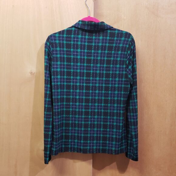 Tommy Hilfiger women's Green Plaid Polyester_spandex Button Down Long Sleeve szM - Picture 5 of 7